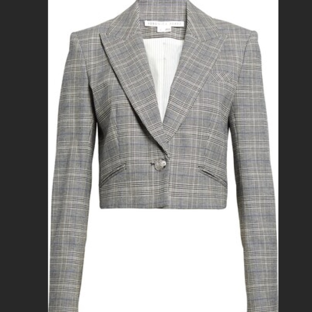 Veronica Beard Fabiola Plaid Crop Blazer in MEDIUM Wool Blend PRICE FIRM